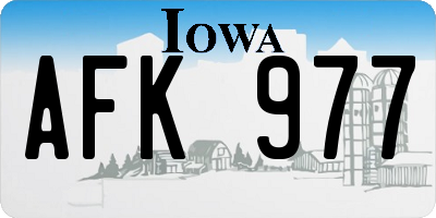 IA license plate AFK977