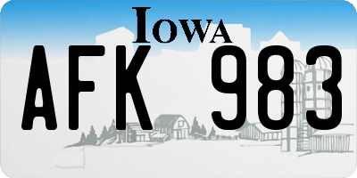 IA license plate AFK983