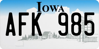 IA license plate AFK985