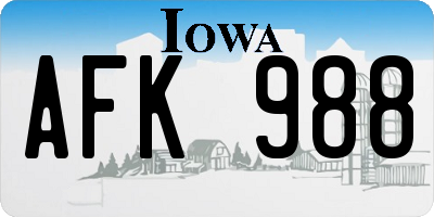 IA license plate AFK988