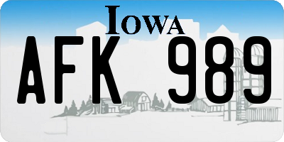 IA license plate AFK989