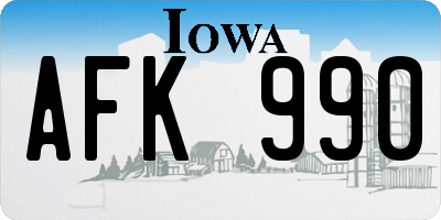 IA license plate AFK990
