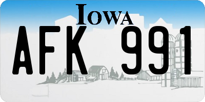 IA license plate AFK991