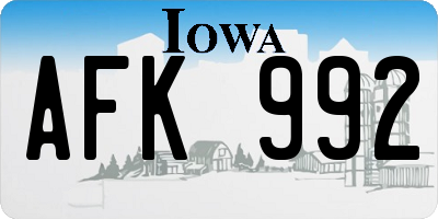 IA license plate AFK992