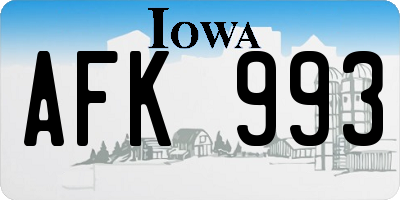 IA license plate AFK993
