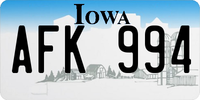 IA license plate AFK994