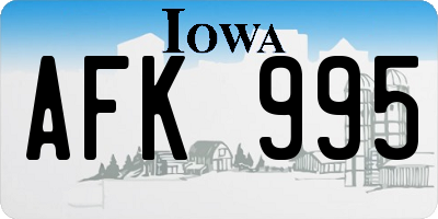 IA license plate AFK995