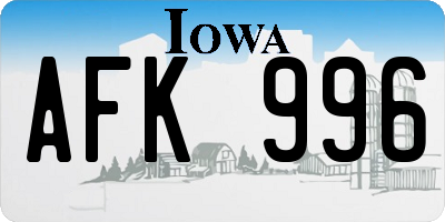IA license plate AFK996