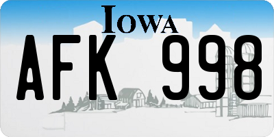 IA license plate AFK998
