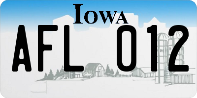 IA license plate AFL012