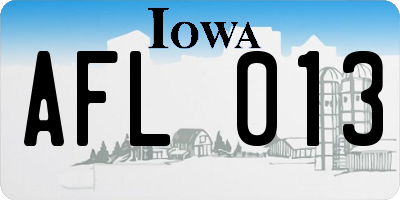 IA license plate AFL013