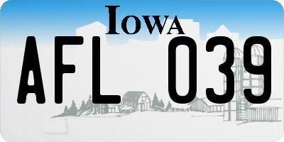 IA license plate AFL039
