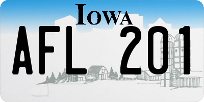 IA license plate AFL201