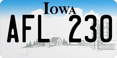 IA license plate AFL230
