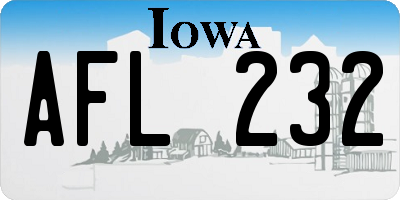 IA license plate AFL232