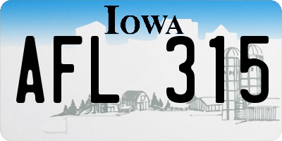 IA license plate AFL315