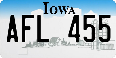 IA license plate AFL455