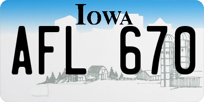 IA license plate AFL670