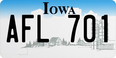 IA license plate AFL701