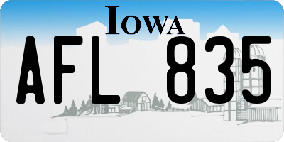 IA license plate AFL835