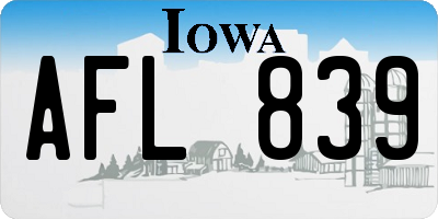 IA license plate AFL839