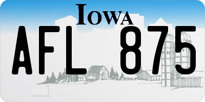 IA license plate AFL875