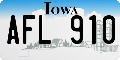 IA license plate AFL910