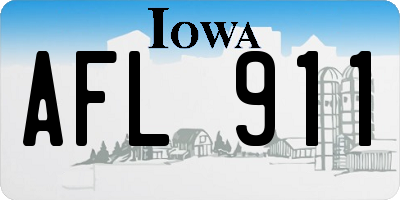 IA license plate AFL911