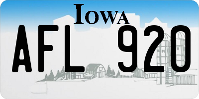 IA license plate AFL920