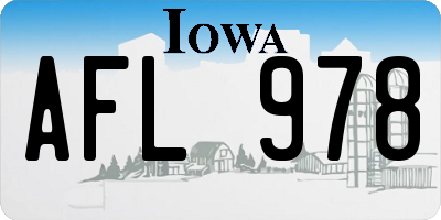 IA license plate AFL978