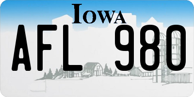 IA license plate AFL980