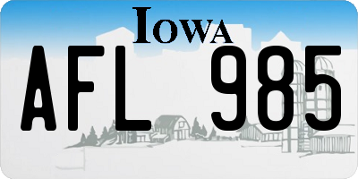 IA license plate AFL985