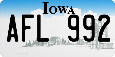 IA license plate AFL992