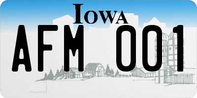 IA license plate AFM001
