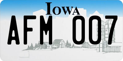 IA license plate AFM007