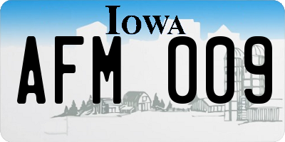 IA license plate AFM009