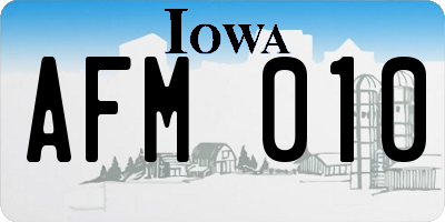 IA license plate AFM010