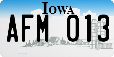 IA license plate AFM013