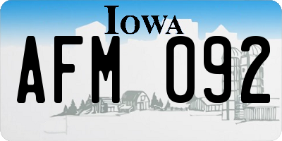 IA license plate AFM092