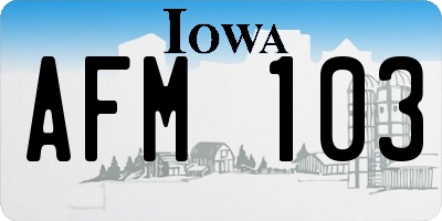 IA license plate AFM103