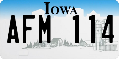 IA license plate AFM114