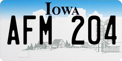 IA license plate AFM204