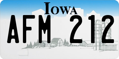 IA license plate AFM212