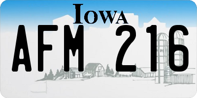 IA license plate AFM216