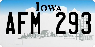 IA license plate AFM293