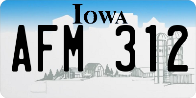 IA license plate AFM312