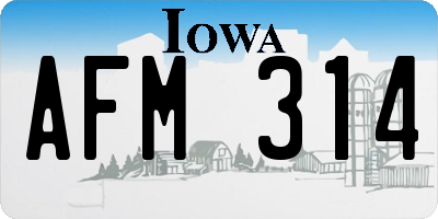 IA license plate AFM314