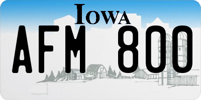 IA license plate AFM800