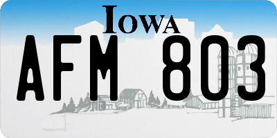 IA license plate AFM803