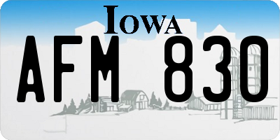 IA license plate AFM830